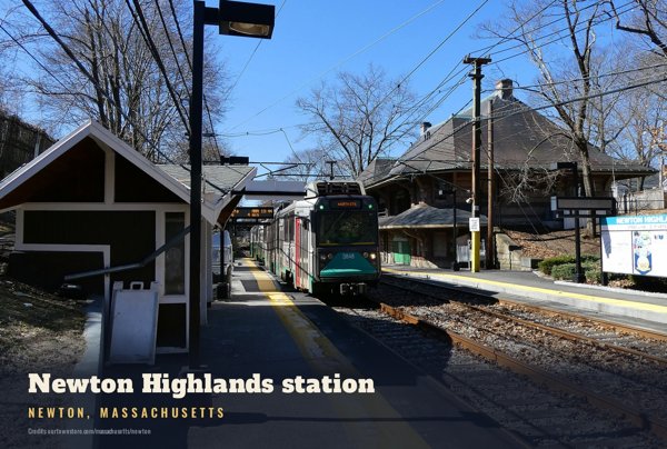 Newton Newton Highlands station Postcard artwork detail