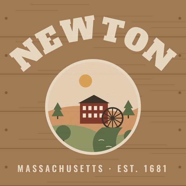 Newton Hometown Wood Sign artwork detail