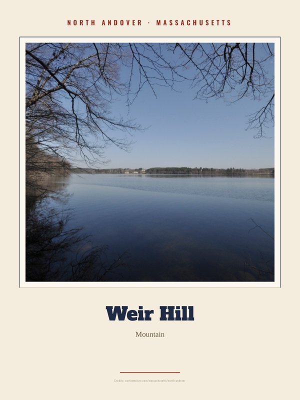 North Andover Weir Hill Landmark Print artwork detail