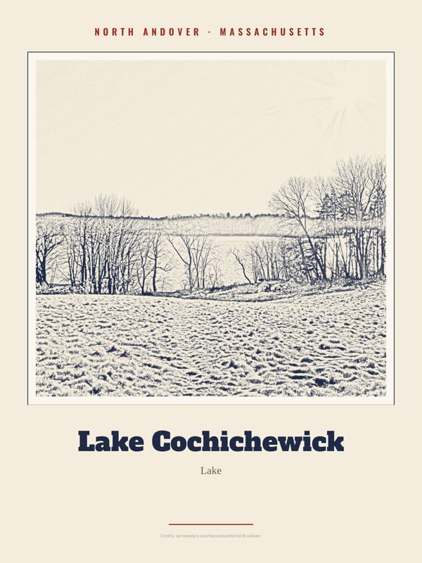 North Andover Lake Cochichewick Landmark Print artwork detail