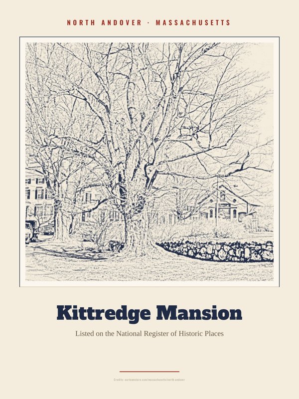 North Andover Kittredge Mansion Landmark Print artwork detail