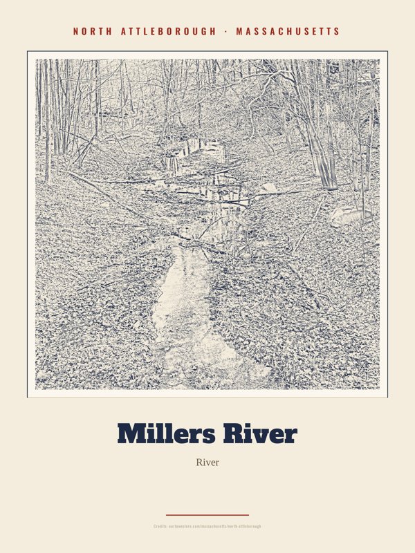 North Attleborough Millers River Landmark Print artwork detail