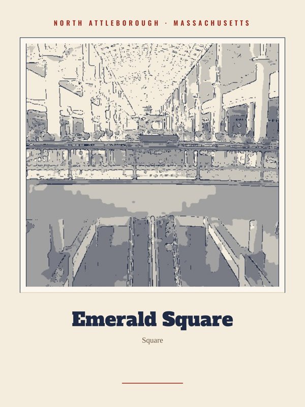 North Attleborough Emerald Square Landmark Print artwork detail