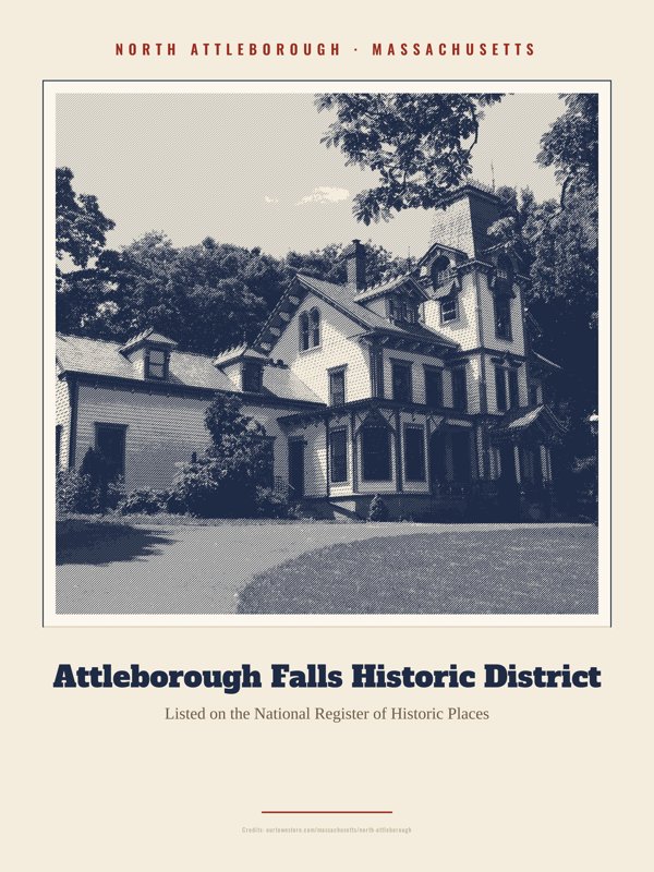 North Attleborough Attleborough Falls Historic District Landmark Print artwork detail