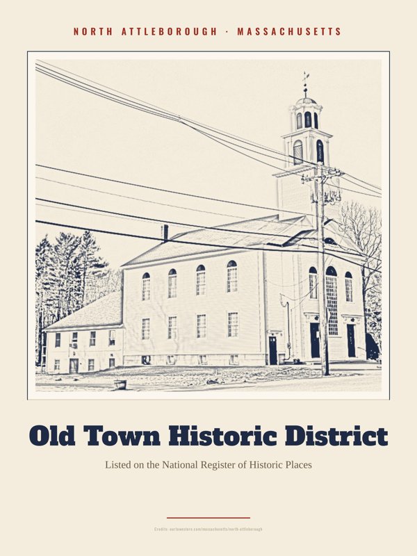 North Attleborough Old Town Historic District Landmark Print artwork detail