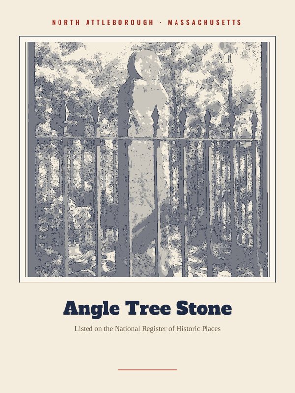 North Attleborough Angle Tree Stone Landmark Print artwork detail