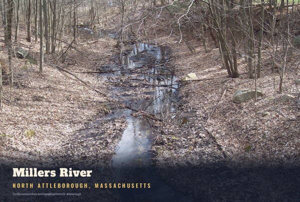 North Attleborough Millers River Postcard artwork detail