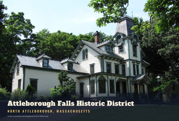 North Attleborough Attleborough Falls Historic District Postcard artwork detail