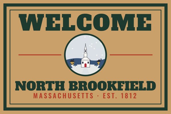 North Brookfield Welcome Doormat artwork detail