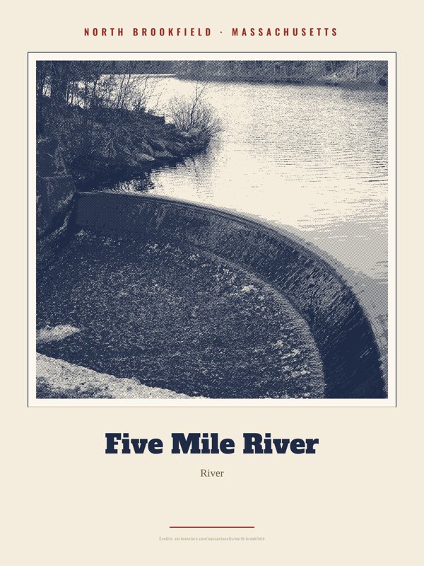 North Brookfield Five Mile River Landmark Print artwork detail