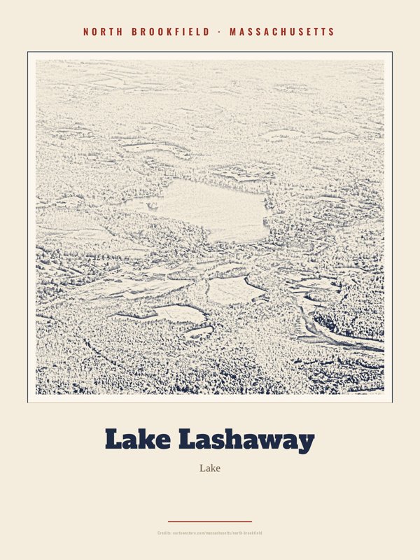 North Brookfield Lake Lashaway Landmark Print artwork detail