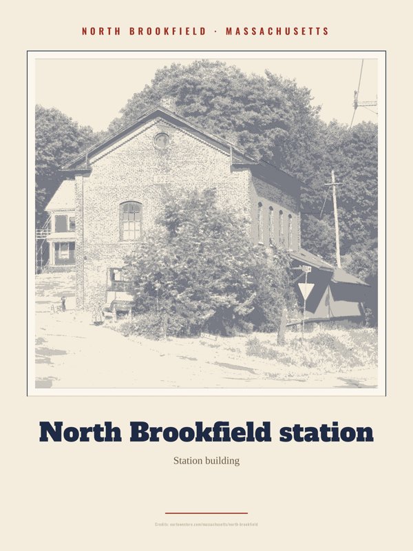 North Brookfield North Brookfield station Landmark Print artwork detail