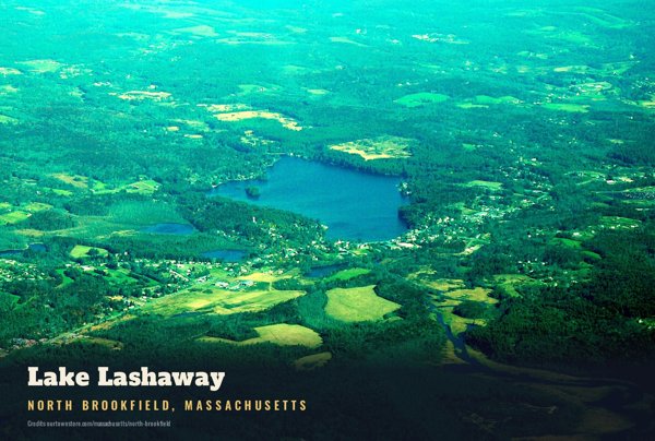 North Brookfield Lake Lashaway Postcard artwork detail