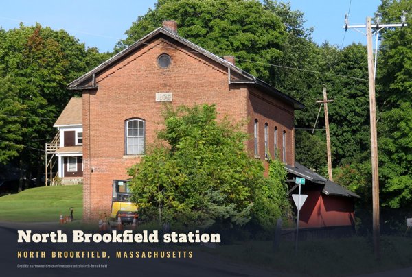 North Brookfield North Brookfield station Postcard artwork detail
