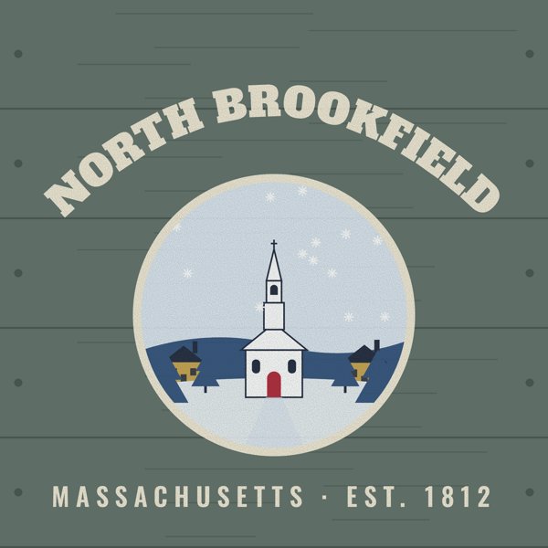 North Brookfield Hometown Wood Sign artwork detail