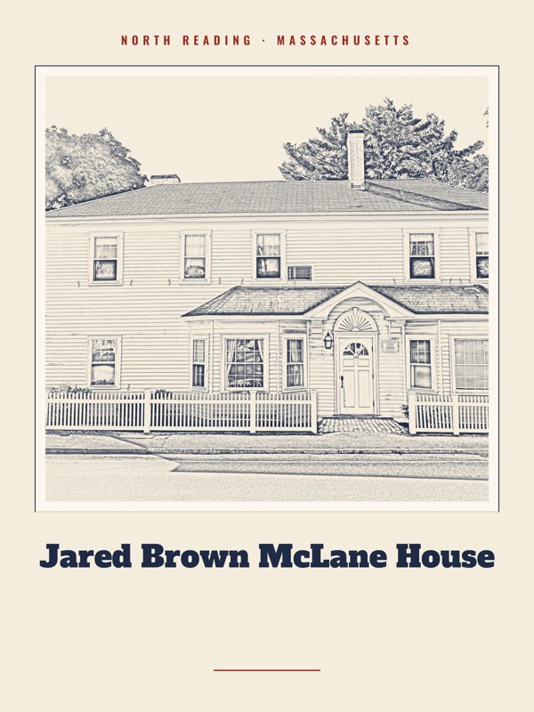 North Reading Jared Brown McLane House Landmark Print artwork detail