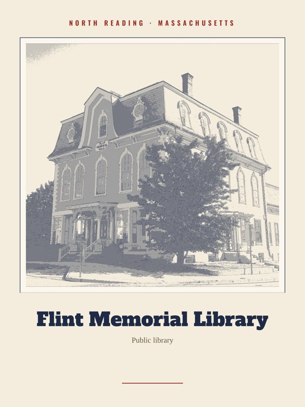 North Reading Flint Memorial Library Landmark Print artwork detail