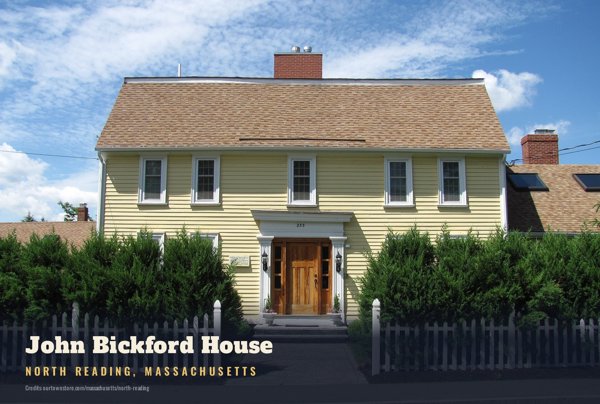 North Reading John Bickford House Postcard artwork detail