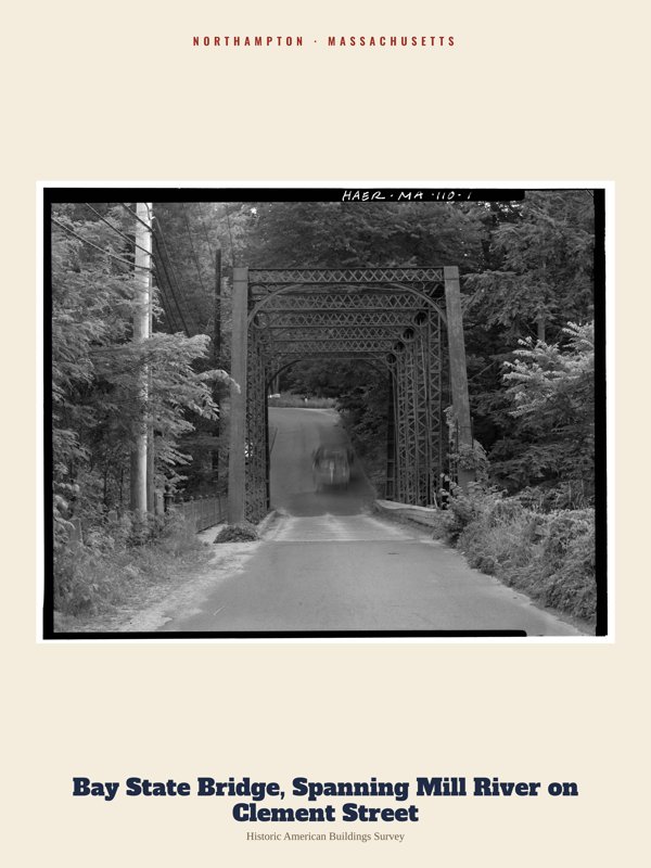 Northampton Bay State Bridge, Spanning Mill River on Clement Street Archive Print artwork detail