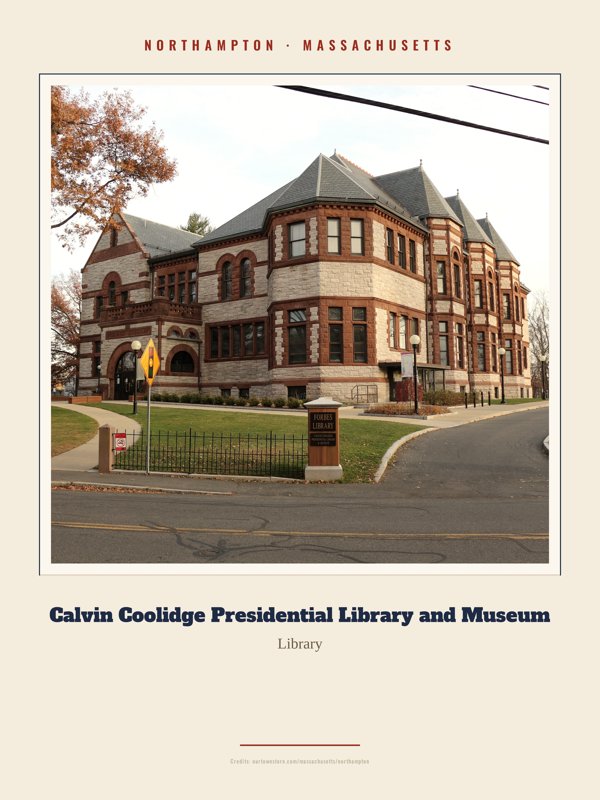 Northampton Calvin Coolidge Presidential Library and Museum Landmark Print artwork detail