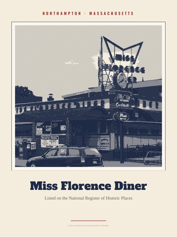 Northampton Miss Florence Diner Landmark Print artwork detail