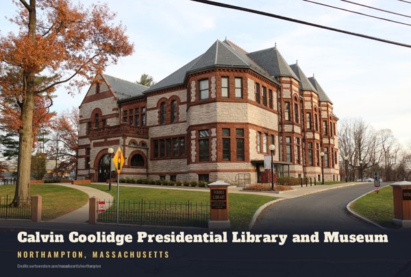 Northampton Calvin Coolidge Presidential Library and Museum Postcard artwork detail
