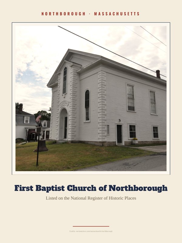 Northborough First Baptist Church of Northborough Landmark Print artwork detail