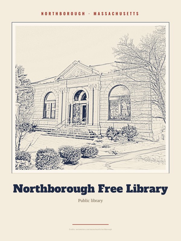 Northborough Northborough Free Library Landmark Print artwork detail