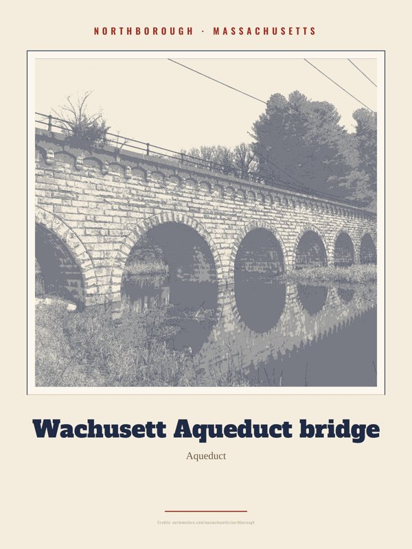 Northborough Wachusett Aqueduct bridge Landmark Print artwork detail