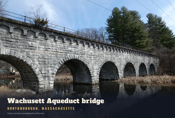 Northborough Wachusett Aqueduct bridge Postcard artwork detail