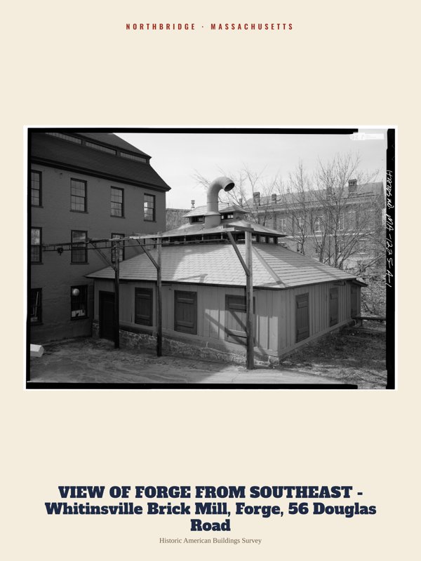 Northbridge VIEW OF FORGE FROM SOUTHEAST - Whitinsville Brick Mill, Forge, 56 Douglas Road Archive Print artwork detail