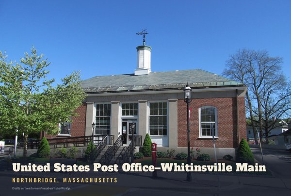 Northbridge United States Post Office–Whitinsville Main Postcard artwork detail