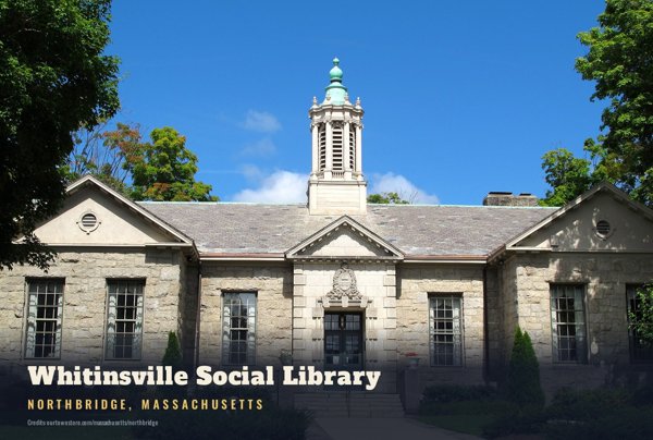 Northbridge Whitinsville Social Library Postcard artwork detail