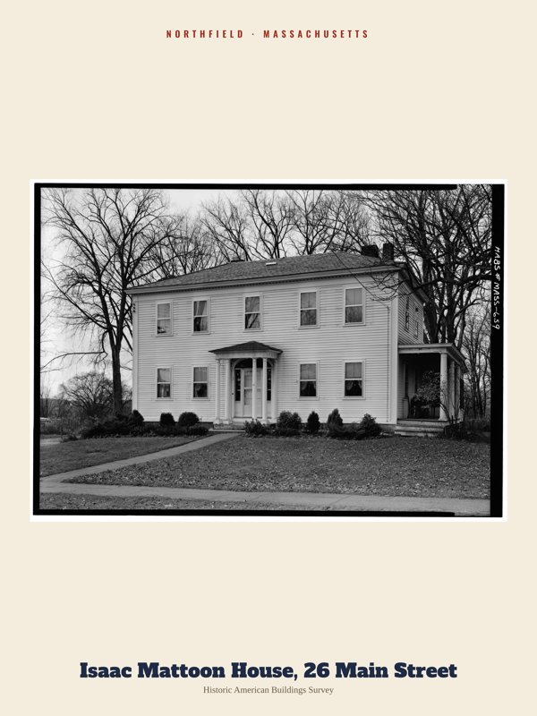 Northfield Isaac Mattoon House, 26 Main Street Archive Print artwork detail