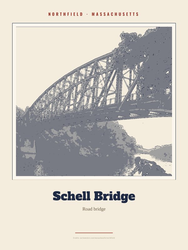Northfield Schell Bridge Landmark Print artwork detail
