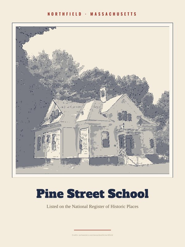 Northfield Pine Street School Landmark Print artwork detail
