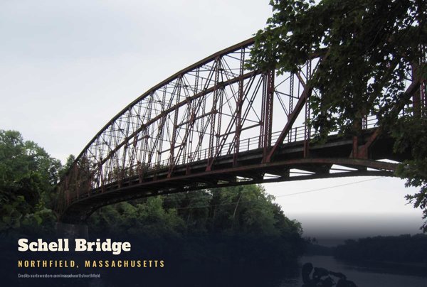 Northfield Schell Bridge Postcard artwork detail