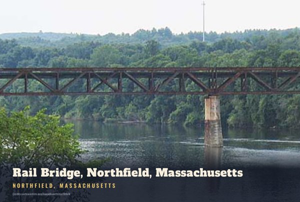 Northfield Rail Bridge, Northfield, Massachusetts Postcard artwork detail
