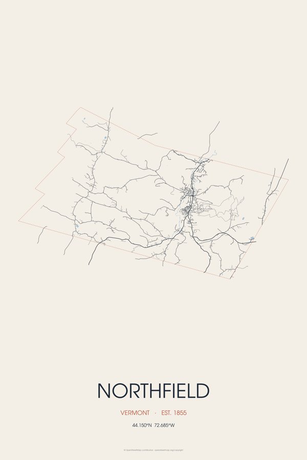 Northfield Street Map Poster · Linen artwork detail
