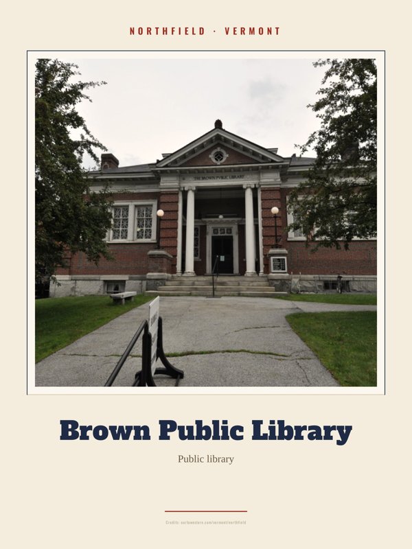 Northfield Brown Public Library Landmark Print artwork detail