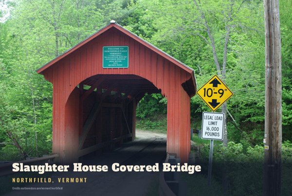 Northfield Slaughter House Covered Bridge Postcard artwork detail