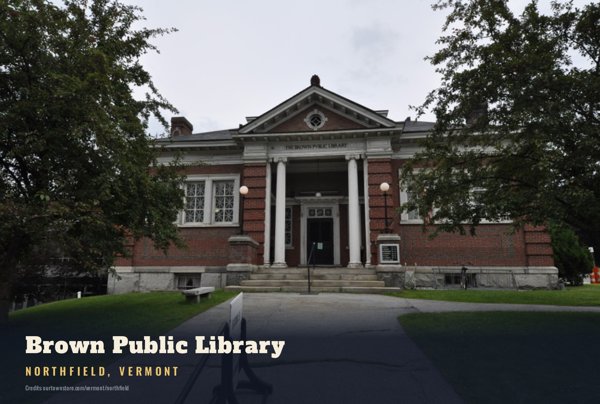 Northfield Brown Public Library Postcard artwork detail