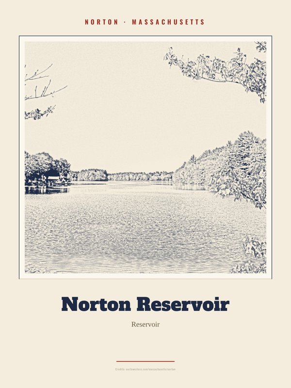 Norton Norton Reservoir Landmark Print artwork detail