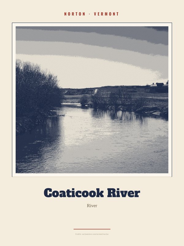 Norton Coaticook River Landmark Print artwork detail