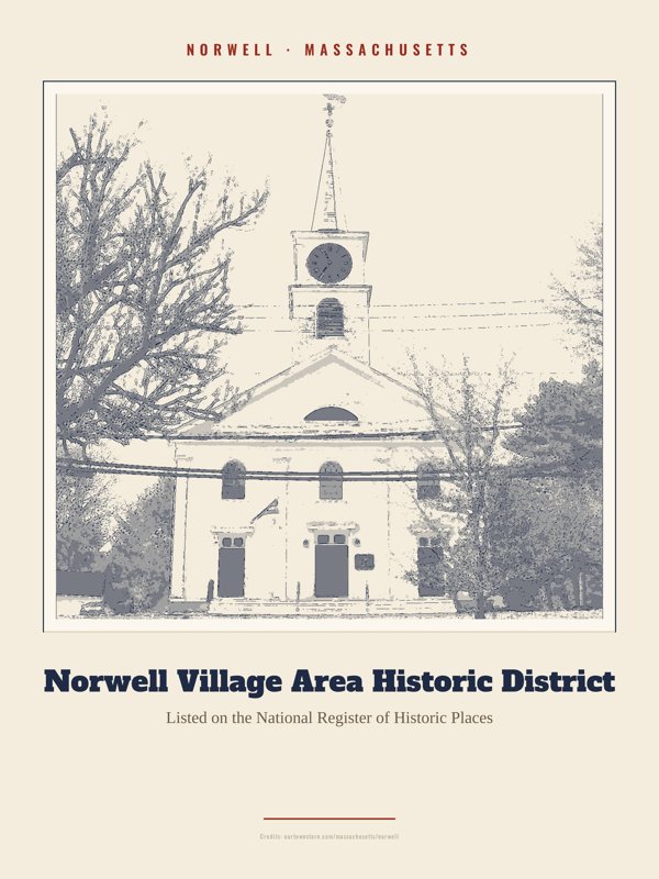 Norwell Norwell Village Area Historic District Landmark Print artwork detail