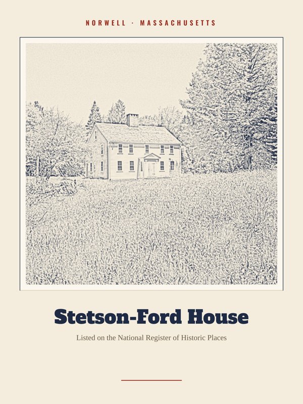 Norwell Stetson-Ford House Landmark Print artwork detail