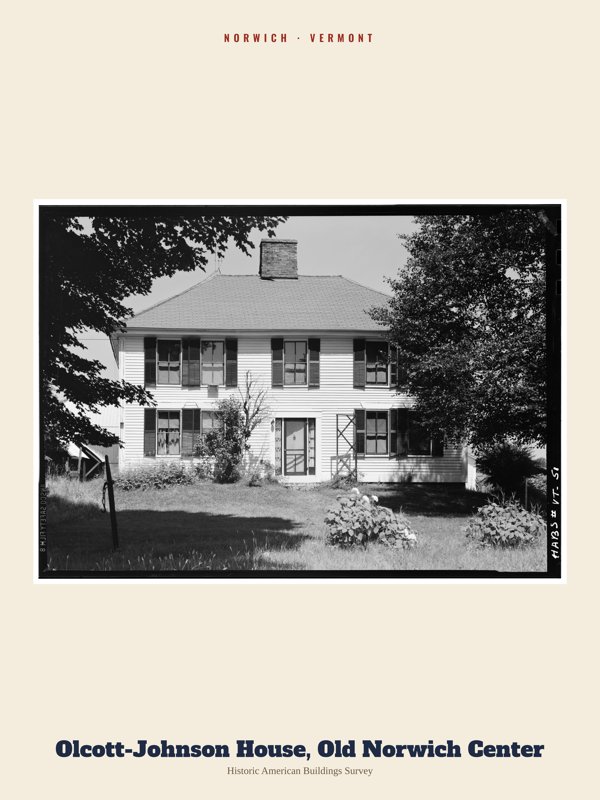 Norwich Olcott-Johnson House, Old Norwich Center Archive Print artwork detail