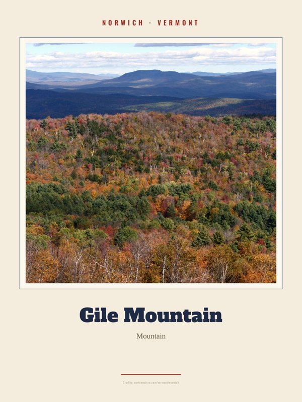 Norwich Gile Mountain Landmark Print artwork detail