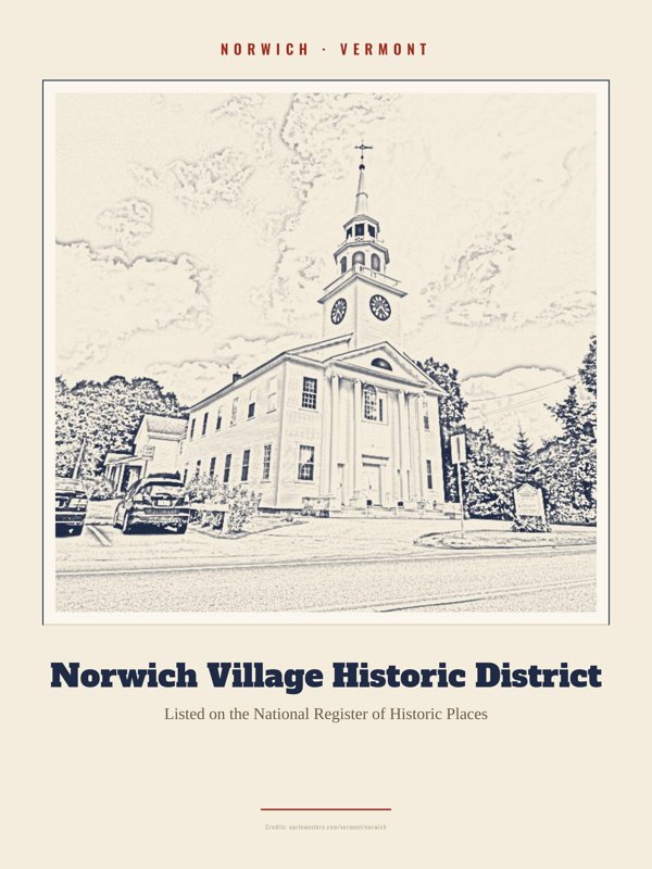 Norwich Norwich Village Historic District Landmark Print artwork detail