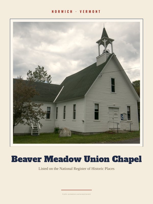 Norwich Beaver Meadow Union Chapel Landmark Print artwork detail